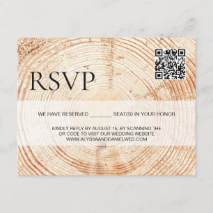 Rustiek hout Wedding website QR code rsvp Informatiekaartje