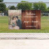 Rustiek hout Welkom op onze trouwfoto Spandoek (Insitu)