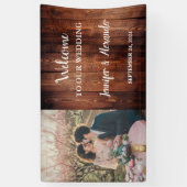 Rustiek hout Welkom op onze trouwfoto Spandoek (Verticaal)