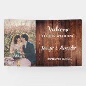 Rustiek hout Welkom op onze trouwfoto Spandoek (Horizontaal)