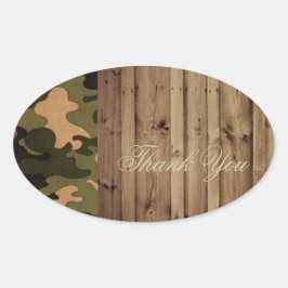 rustiek hout western Camo bruiloft dank u Ovale Sticker
