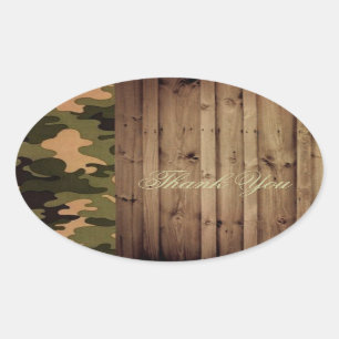 rustiek hout western Camo bruiloft dank u Ovale Sticker