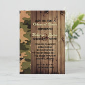 rustiek hout western Camo bruiloft repetitie diner Kaart (Staand voorkant)