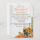 Rustiek Hout Western Zonnebloem Thanksgiving Diner Kaart (Voorkant)