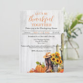 Rustiek Hout Western Zonnebloem Thanksgiving Diner Kaart (Staand voorkant)