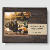 Rustiek hout wijngaard wijn foto gastenboek (Voorkant)