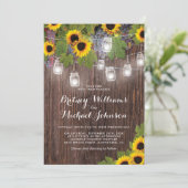 Rustiek hout wijngaard zonnebloem bruiloft kaart (Staand voorkant)