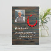 Rustiek hout wijnglas 60e verjaardag foto bedankkaart (Staand voorkant)