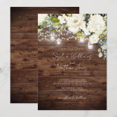 Rustiek Hout Wijze Champagne Bloemen Huwelijk Kaart (Voorkant / Achterkant)