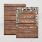 Rustiek hout Wildbloemen Bloemen Bloemen Bruiloft  Informatiekaartje (Voorkant / Achterkant)