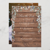 Rustiek hout Wildbloemen Bloemen Bloemen Foto Brui Save The Date (Voorkant / Achterkant)
