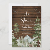 Rustiek hout winter bos Hij of Zij Geslacht Onthul Kaart (Voorkant)