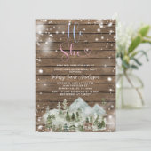 Rustiek Hout Winter Bos Mountain Geslacht onthulle Kaart (Staand voorkant)