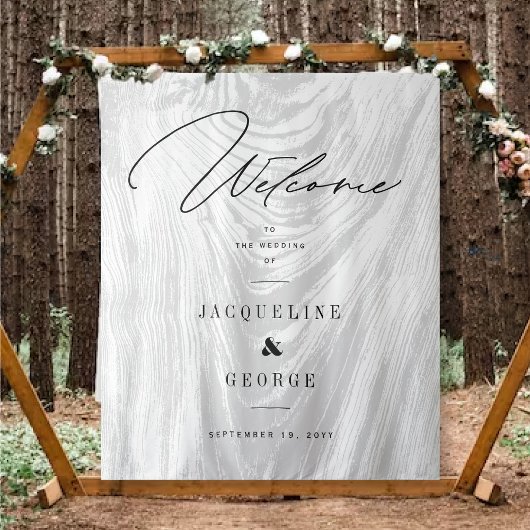 Rustiek Hout Winter Forest Wedding Welkom Ontwerp Wandkleed