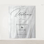 Rustiek Hout Winter Forest Wedding Welkom Ontwerp Wandkleed (Voorkant)