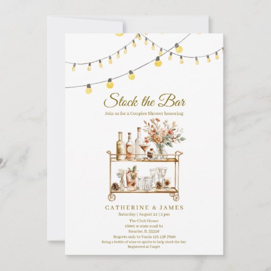 Rustiek Hout Winter String Lights Stock De Bar Kaart (Voorkant)