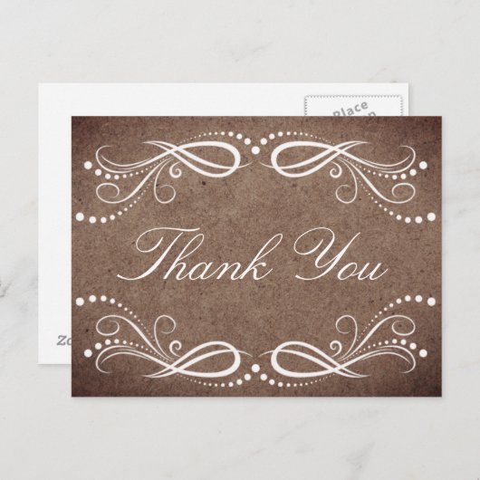 Rustiek Hout wit Bloemen  Dank u Briefkaart (Voorkant / Achterkant)