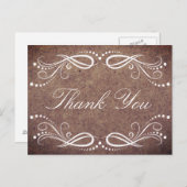 Rustiek Hout wit Bloemen Dank u Briefkaart (Voorkant / Achterkant)