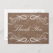 Rustiek Hout wit Bloemen  Dank u Briefkaart (Voorkant / Achterkant)