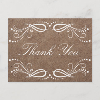 Rustiek Hout wit Bloemen  Dank u Briefkaart