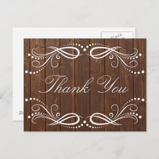 Rustiek Hout wit Bloemen  Dank u Briefkaart (Voorkant / Achterkant)