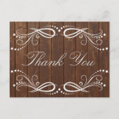 Rustiek Hout wit Bloemen  Dank u Briefkaart (Voorkant)