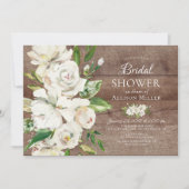 Rustiek hout wit bloemenbruids douche uitnodiginge kaart (Voorkant)