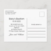 Rustiek Hout & Wit Kant Baby Doop Aankondigingskaart (Achterkant)