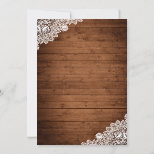 Rustiek hout & wit kant Baby shower Kaart (Achterkant)