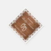 Rustiek hout & wit kant Baby shower Servet (Hoek)