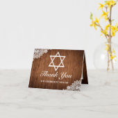 Rustiek hout & wit kant bar vleermuis mitswa dank  kaart (Gele Bloem)