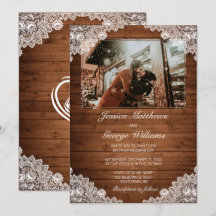 Rustiek hout & wit kant bruiloft foto