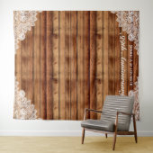 Rustiek hout & wit kant Jubileum foto Wandkleed (In Situ (horizontaal))