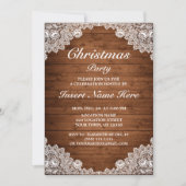 Rustiek Hout & Wit Kant Kerstfeest Kaart (Voorkant)