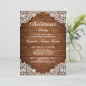 Rustiek Hout & Wit Kant Kerstfeest Kaart (Staand voorkant)