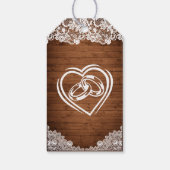 Rustiek Hout & Wit Kant Liefde Bedankt Bruiloft Cadeaulabel (Achterkant)