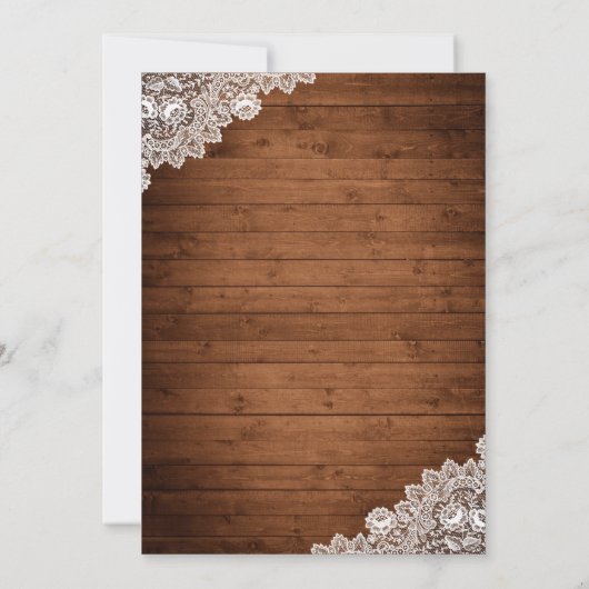 Rustiek Hout & Wit Kant Meisje Geboorte Viering Kaart (Achterkant)