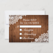 Rustiek Hout & Wit Kant Nieuwjaar Party RSVP Kaartje (Achterkant)