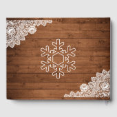 Rustiek hout & wit kant sneeuwvlok kerst gastenboek (Achterkant)