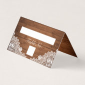 Rustiek Hout & Wit Kant Tafelnummer & Naam Kaart (Voorkant)