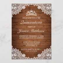 Rustiek hout & wit kant Tiara Quinceañera