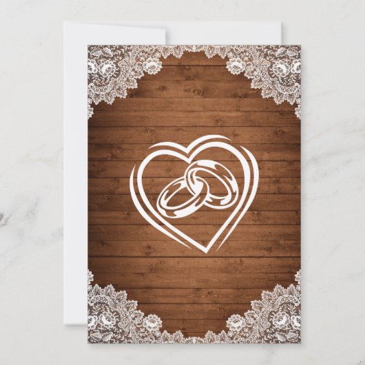 Rustiek hout & wit kant vrijgezellenfeest kaart (Achterkant)