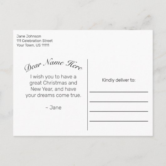 Rustiek Hout & Wit Kant Vrolijke Kerstgroet Aankondigingskaart (Achterkant)