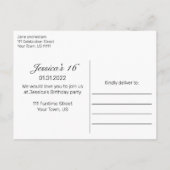 Rustiek hout & wit kant zoet 16 aankondigingskaart (Achterkant)