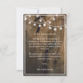 Rustiek Hout Wit Lijst Bloemen Lichten Bruiloft Bedankkaart (Achterkant)