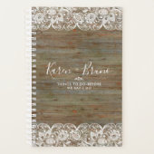 Rustiek Hout Wit Meisje Kant Bruiloft Planner (Voorkant)