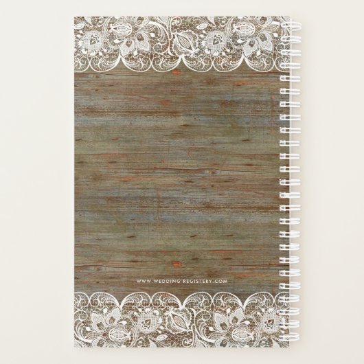 Rustiek Hout Wit Meisje Kant Bruiloft Planner (Achterkant)