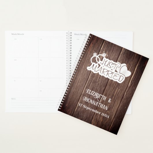 Rustiek hout wit net getrouwd elegante bruiloften planner (Display)