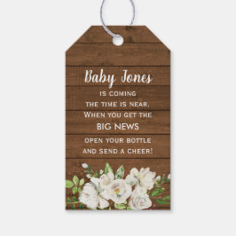 Rustiek Hout Wit Neutraal Baby shower Flessengunst Cadeaulabel
