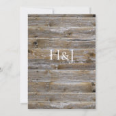 Rustiek hout wit rose elegante bruiloft uitnodigin kaart (Achterkant)